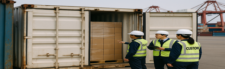 Inspección de inocuidad y verificación documental en terminal portuario con cadena de frío activa