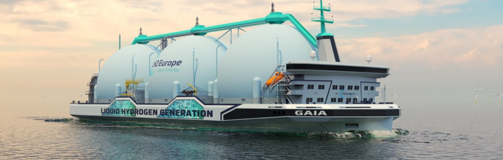 Buque portacontenedores y grúas de muelle en un entorno asociado a combustibles de menor huella