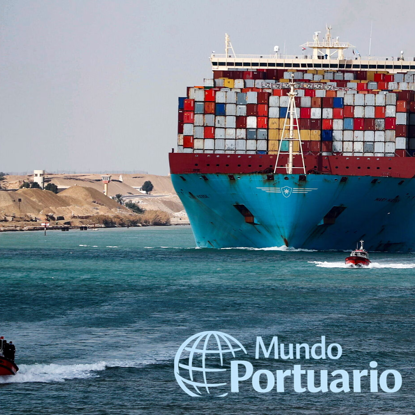 Portacontenedores de Maersk en tránsito por el Canal de Suez y corredor Mar Rojo