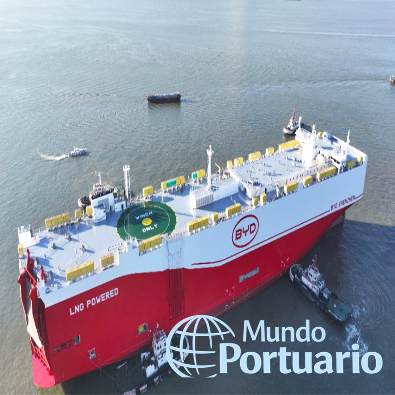 Buque Ro-Ro BYD Shenzhen en la Terminal Especializada de Automóviles del Puerto Lázaro Cárdenas Título (imagen): Arribo del buque BYD Shenzhen a Lázaro Cárdenas